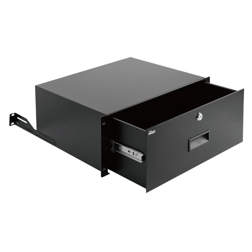 Tecmojo 4U Rack Drawer Rack Mount Drawer for 19in Network Equipment/Server/AV Rack or Cabinet Enclosure Sliding and Lockable Server Rack Drawer - Load-Bearing 44lb (20kg) with Cable Management Holes