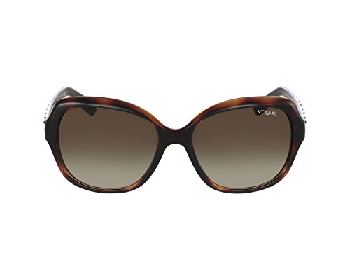 Vogue Eyewear Womens VO2871S Square Sunglasses, Striped Dark Havana/Brown Gradient, 56 mm