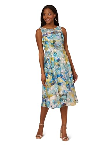 Image of Adrianna Papell Women's Floral Printed Veiled Dress