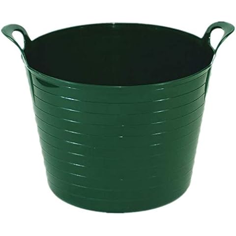 42 Litre Heavy Duty Large Flexi Tub Garden Home Flexible Colour Plastic Storage Container Bucket Flex Tub- MADE IN U.K (Green) Cover