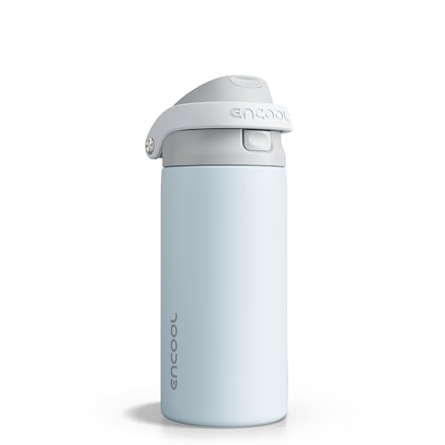 Image of ENCOOL Leakproof Insulated Water Bottle with Straw Dual-Sip Water Bottle Bag-Safe Design for Work, Commute & Gym - Keeps Drinks Cold All Day, 18 oz, Misty Grey
