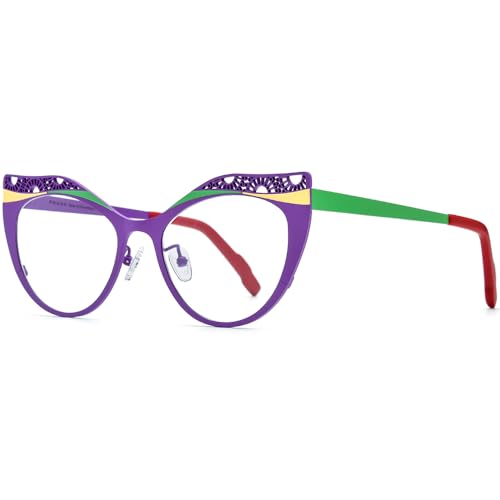 Image of FONEX Colorful Pure Titanium Glasses Frame Women Retro Round Eyeglasses
