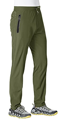 TACVASEN Outdoor Trousers for Men Work Trousers Men Breathable Running Trousers Men Sport Trousers Mens Walking Trousers Summer Hiking Trousers Army Green