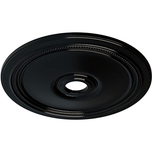 Image of Ekena Millwork CM24DIBPS Diane Ceiling Medallion, 24 inchOD x 3 5 /8 inchID x 1 1 /4 inchP (Fits Canopies up to 6 1 /4 inch), Hand-Painted Black Pearl