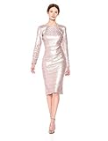 Dress the Population Women's Emery Long Sleeve Sequin Sheath Dress Dress, ice Pink, XS