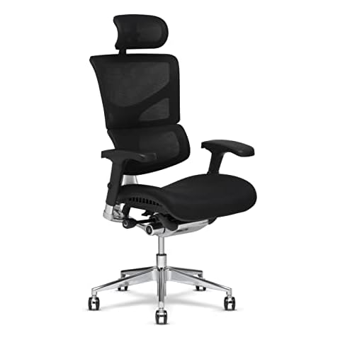 X-Chair X3 Management Office Chair, Black A.T.R. Fabric with Headrest - High End Comfort Chair/Dynamic Variable Lumbar Support/Floating Recline/Highly Adjustable/Durable/Executive Office Desk Seat Cover