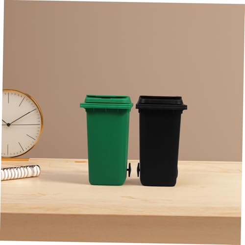 Set de 2 mini canecas de basura para escritorio de plástico miniatura 5