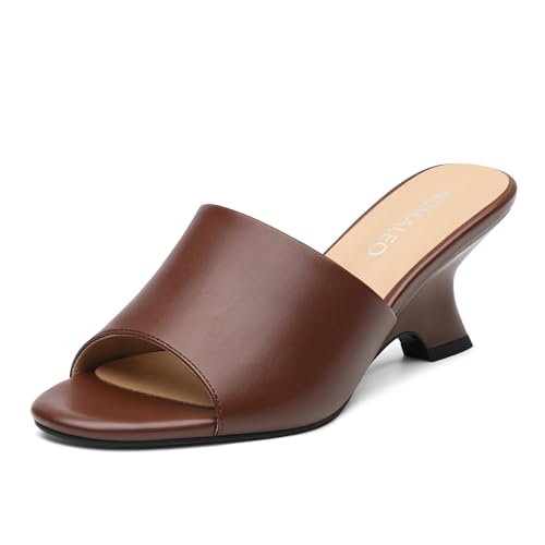 NUMALEO Women's Comfortable Low Kitten Heels Sandals, Slip-On Ope...