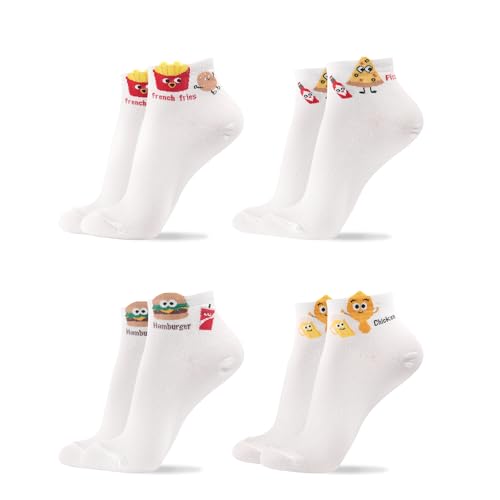 Image of Womens Cotton Crew & Ankle Socks, Cute Smiley Face Funny Character Size 6-9