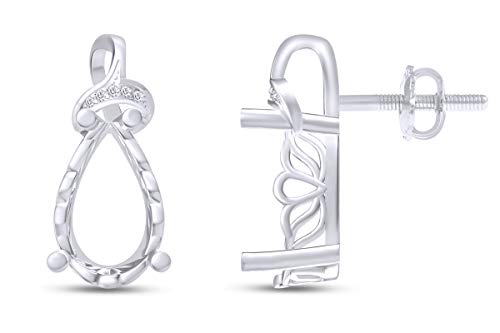 14K White Gold Infinity Stud Earrings Mounting Screw Back