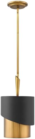 Fredrick Ramond Gigi Small Pendant - Transitional Glam, 1-Light, Adjustable Height - Heritage Brass with Black Accents