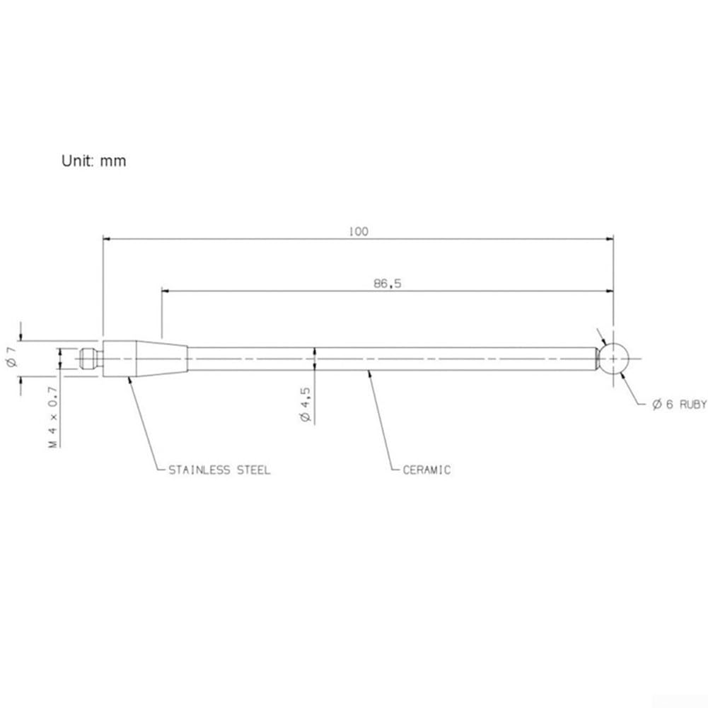 Renishaw A-5000-3712 sonde di prova stilo in ceramica 100 mm stelo in ceramica - punta a sfera da 6 mm