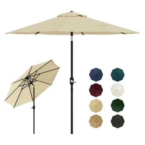Acekool Sonnenschirm Strand 215 cm, Balkon Sonnenschirm uv schutz windfest, mit kurbel, verstellbare Richtung, wasserdicht, für Terrasse, Balkon, Pool, Beige