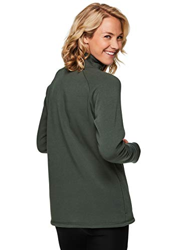 RBX Active Women's Zip Mock Neck Long Sleeve Fleece Pullover Sweatshirt F19 Olive Green M