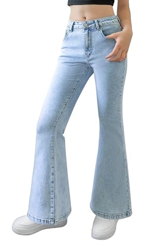 Maeau Jeans Évasé Enfant Fille 7 8 Ans Pantalon Denim à Pattes D'éléphant Jeans Flare Bootcut Jambes Larges Jean Skinny Slim Ado Coton Pantalons Droit...