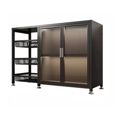 Garde-manger de cuisine noir en acier tout carbone avec panier amovible de 120 cm