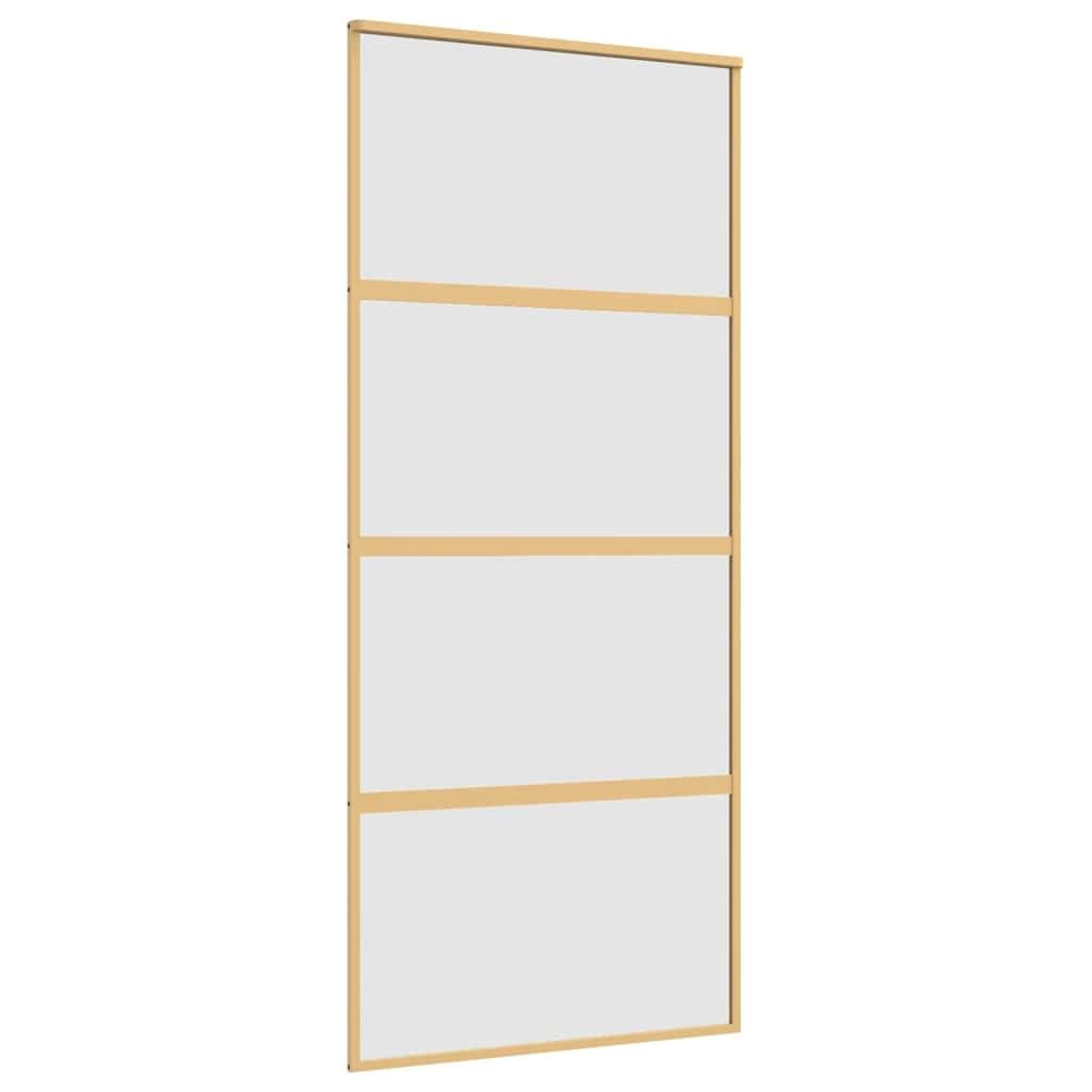 vidaXL Porte coulissante doré 90x205 cm verre ESG dépoli et aluminium