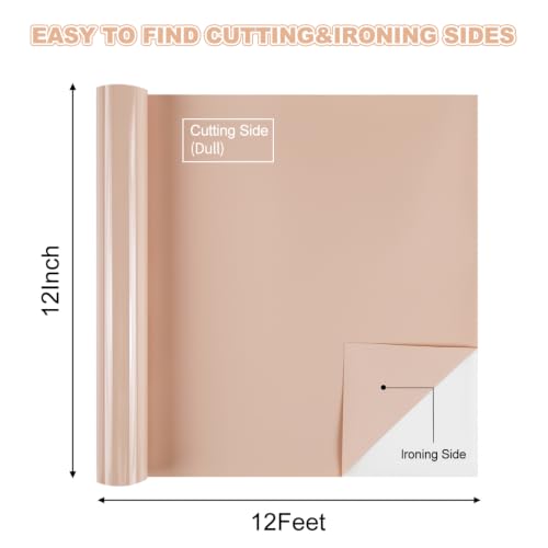 Image of guangyintong Heat Transfer Vinyl, PU Lotus Pink Iron on Vinyl 12 inch x 8ft