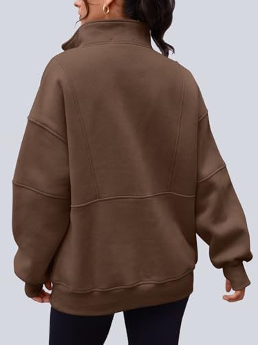 Image of AUTOMET Women's Quarter Zip Oversized Sweatshirt Fleece Mock Neck Pullover