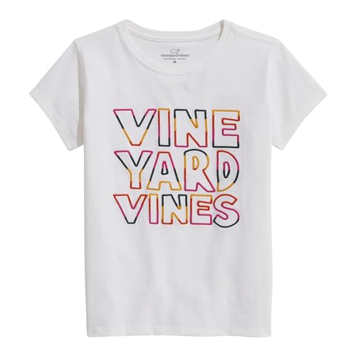 vineyard vines Girls' Rainbow Vv Embroidery Short-Sleeve Tee