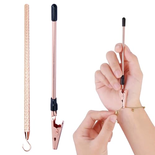 YAYNO Lot de 2 outils d'aide au port de bijoux Outil Pour Enfiler Les Bracelets crochet et clips de fixation Outil Portable En Métal Pour Attacher Et Fermer Les Bracelets Facilement