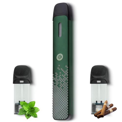 ??ECOCCO DR.VAPE Model2互? ドクターベイプ互換スターターキット|Model2完全対応|大容量450mAhバッテリー1本+メンソール/クラシックポッド2個|爆煙仕様|緑カラー(ニコチン0・タール0)?