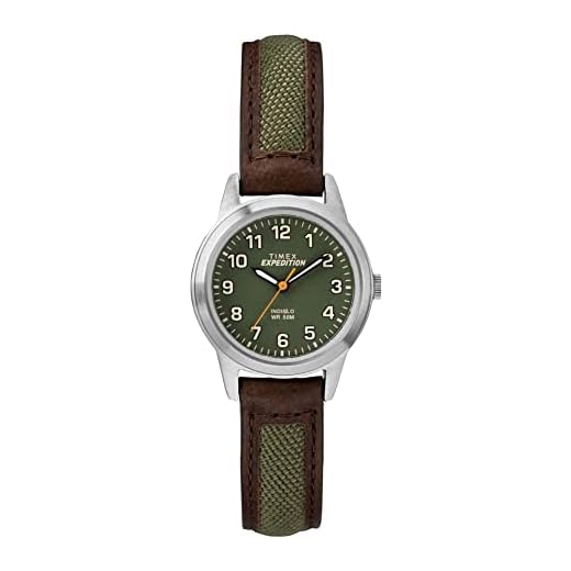 Timex Women's TW4B12000 Expedition Field Mini Brown/Green Nylon/Leather Strap Watch