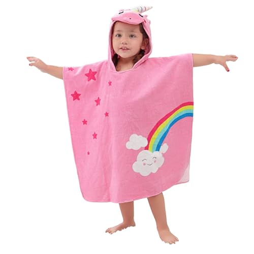 Image of LOLANTA Kids Terry Cloth Cover UPs Children's Hooded Bath Towels Dinosaur, Boys Beach Towel Pool Poncho Swim 100% Cotton (Pink Unicorn,1-3T)