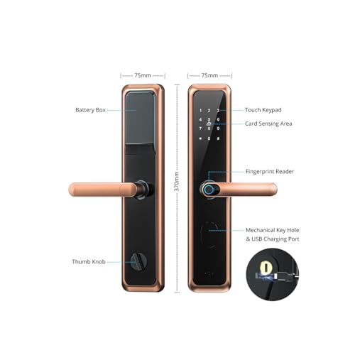 Serrure électronique Tuya WiFi et Bluetooth noire pour maison - 8