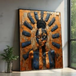 Tableau abstrait afrocentrique toile decoration moderne grand format 60x80