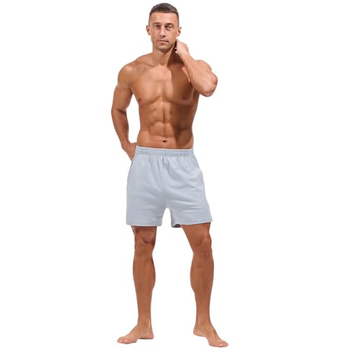 Image of AMY COULEE Mens Lounge Shorts 4 inch Pajama Lightweight Cotton Sleep Bottoms with Pockets