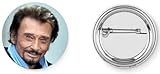 Badge broche pins johnny hallyday tête personnage chant chanteur danse 37mm handmade cadeau