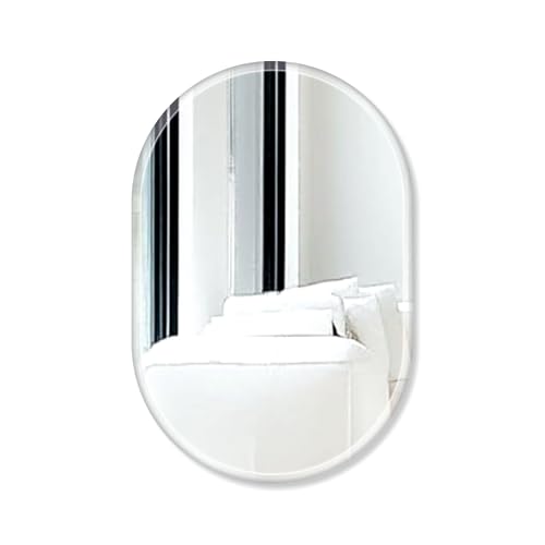 Image of Creative Arts n Frames 12x18 inch 5mm Thick Beveled Smooth Edges Frameless Wall Mount HD Mirror Home Office Hotel Decor for Living Restroom Bedroom Bathroom (Capsule Shape 12x18 inch HD Mirror)