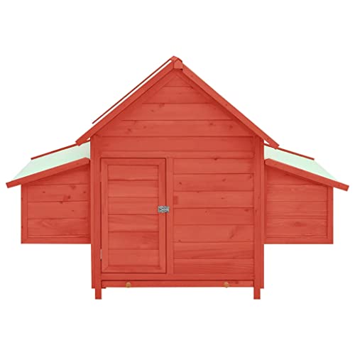 vidaXL Tanne Massiv Hühnerstall Rot Weiß 152x96x110cm Hühnervoliere Hühnerhaus – Bild 4