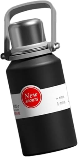 Zehaiwl 食洗機・炭酸・保温保冷対応 800ml 1500ml 真空断熱炭酸ボトル ステンレスマグボトル ステンレス ビールOK ハンドルホルダー付 ごくごく飲める飲み口 洗いやすい設計 持ち運び コンパクト 真空断熱 軽量 (ブラック,1500ML