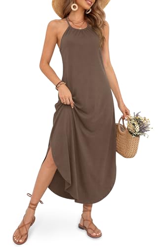 For G and PL Women Summer Luau Casual Tropical Dresses Cotton Casual Dinner Clothes Khaki L