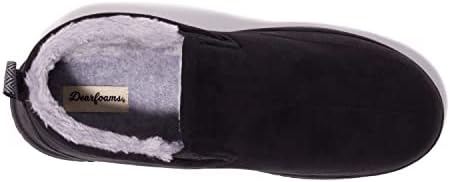 Dearfoams Men's Spencer Microsuede Indoor/Outdoor Comfort Boot with Fleece Lining Ankle, Black, 7-8 | Image 2