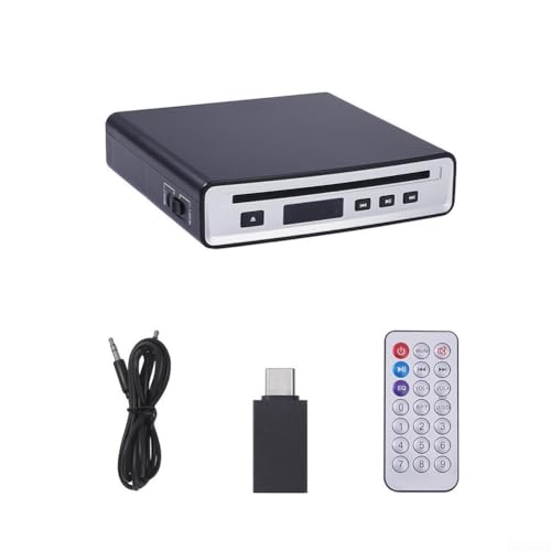 Reproductor de CD externo para coche con puerto de carga USB, entrada AUX y transmisor FM, diseño compacto de carga de ranura de ABS para audio del vehículo