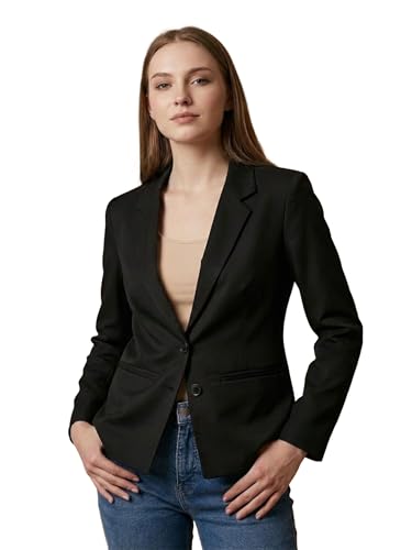 Image of ROCKSY Black Smart Casual Formal Blazer for Women, Regular Fit Stylish Blazer for Women