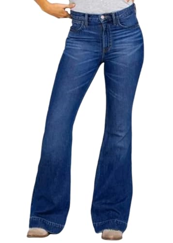 Jeans femme bootcut vintage stretch flared pantalon bleu denim