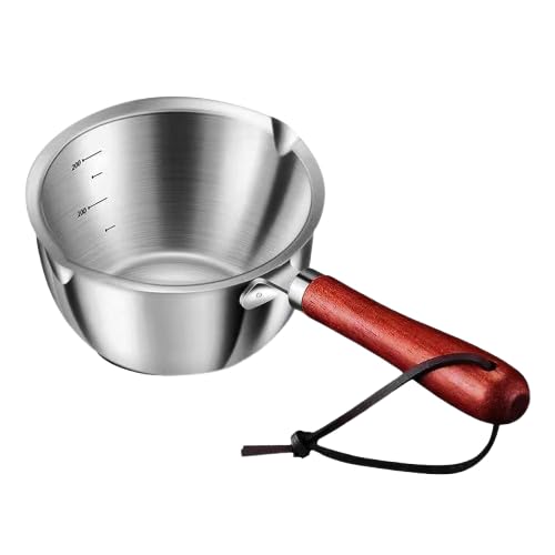 Stainless Steel Mini Saucepan, 150ml/250ml Butter & Milk Warmer, Dual Spouts, Wooden Handle, Small Pot for Sauces, Coffee, Baby Food & More-picture-35