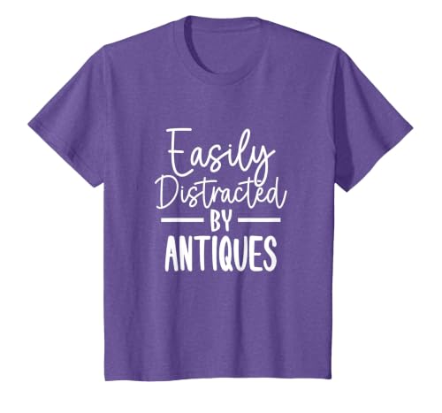 Easily Distracted by Antiques T-Shirt, Youth, Purple Heather, Medium