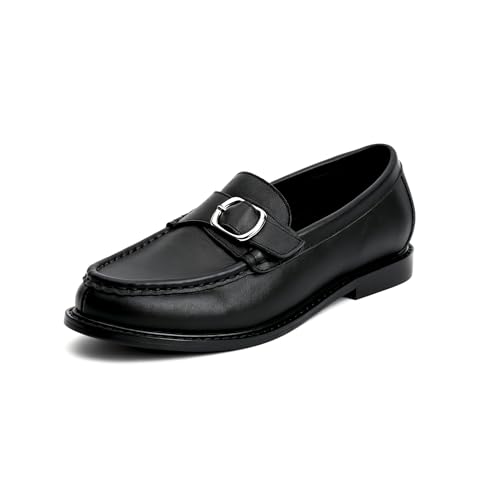 Image of XOBZJH Vintage Penny Loafers for Women Handmade Natural Calf Hair Flats with Arch Support,Comfortable Designer Work Walking Shoes
