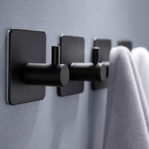DELITON 4 Pack Adhesive Towel Hooks, Heavy Duty Stainless Steel No Drill