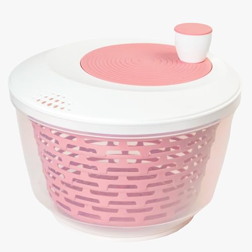Westmark 2430226P Salatschleuder – Ideal zum Waschen, Schleudern und Servieren von Salat, platzsparende Salat-Schale mit Deckel und Ausgießer, rutschfest 4,4 l – Kunststoff, BPA-frei