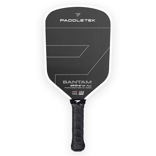 Paddletek Bantam GTO-C 12.7mm Hybrid Pickleball Paddle &ndash; Raw Carbon Fiber Face &ndash; Aerodynamic...