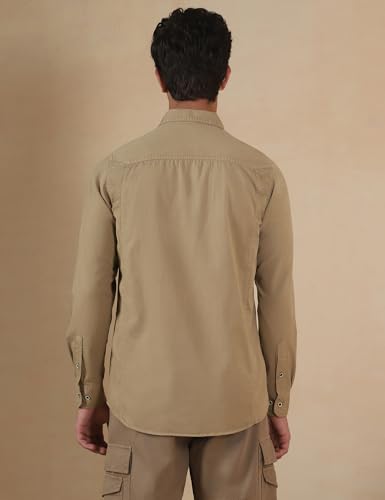 Image of FYLTR Men's Full Sleeve Overdyed Solid Shirt - Regular Fit | Full Sleeve | Double Pockets | Travel Shirts for Men | Casual Shirts for Men