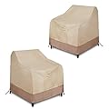 ProHome Direct Patio Chair Cover, Heavy Duty Waterproof Outdoor Deep Seat Cover, All Weather Protect Lawn Patio Furniture Cover, 2 Pack, Medium-38inch, Beige & Brown