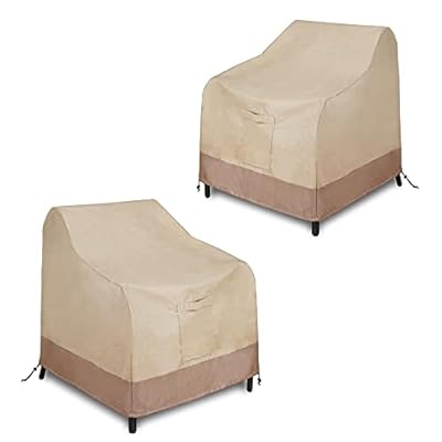 ProHome Direct Patio Chair Cover, Heavy Duty Waterproof Outdoor Deep Seat Cover, All Weather Protect Lawn Patio Furniture Cover, 2 Pack, Medium-38inch, Beige & Brown