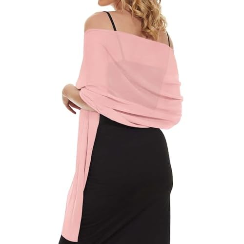 CHICGAL Women Shawls and Wraps for Evening Dresses Extra Long Wedding Bridal Party Scarf (Light Pink)
